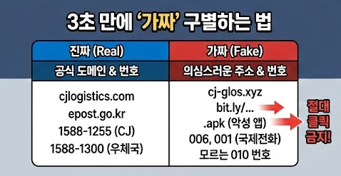 설 연휴 택배사 스미싱 문자 구별법