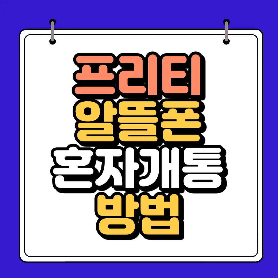 프리티 알뜰폰 혼자개통방법