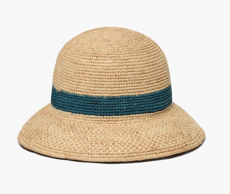 tvN 예능 언니네 산지직송 11화 염정아 스타일링 모자 제품 정보. 베이지색 모자에 청록색 띠가 포인트인 라피아 햇.