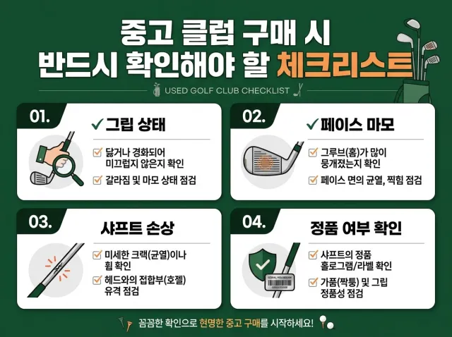 중고 골프채 구매 시 확인 내용에 대한 설명 이미지