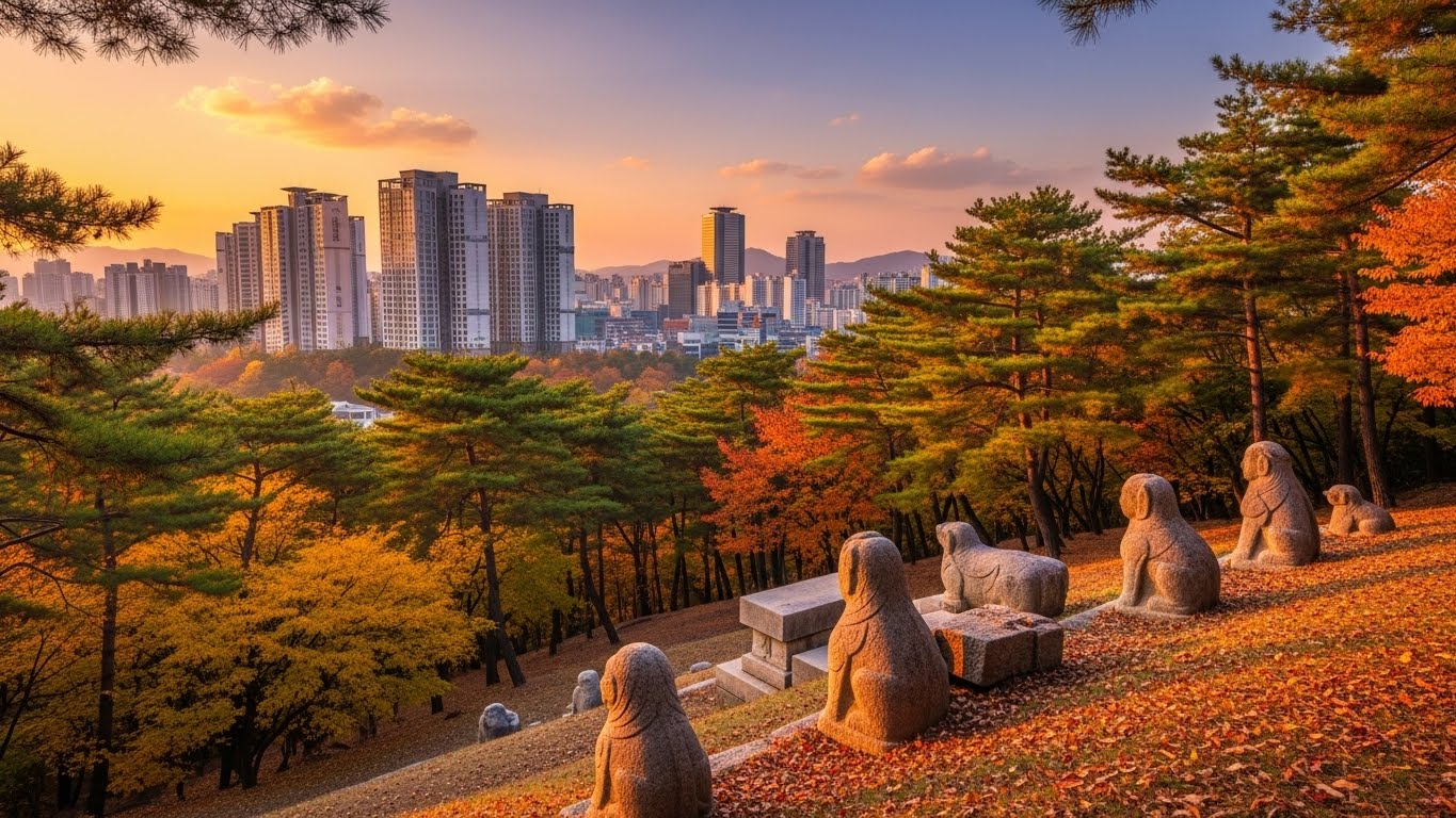 의릉의 장엄함과 현대적 동네의 조화