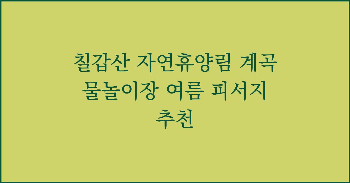 칠갑산 자연휴양림 계곡 물놀이장 여름 피서지 추천