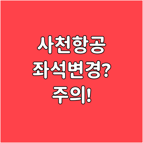 사천항공 특가 항공권 좌석 변경 불가..
