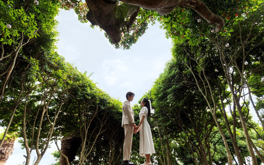 소노캄 제주 리조트 하트나무 포토존 자세
