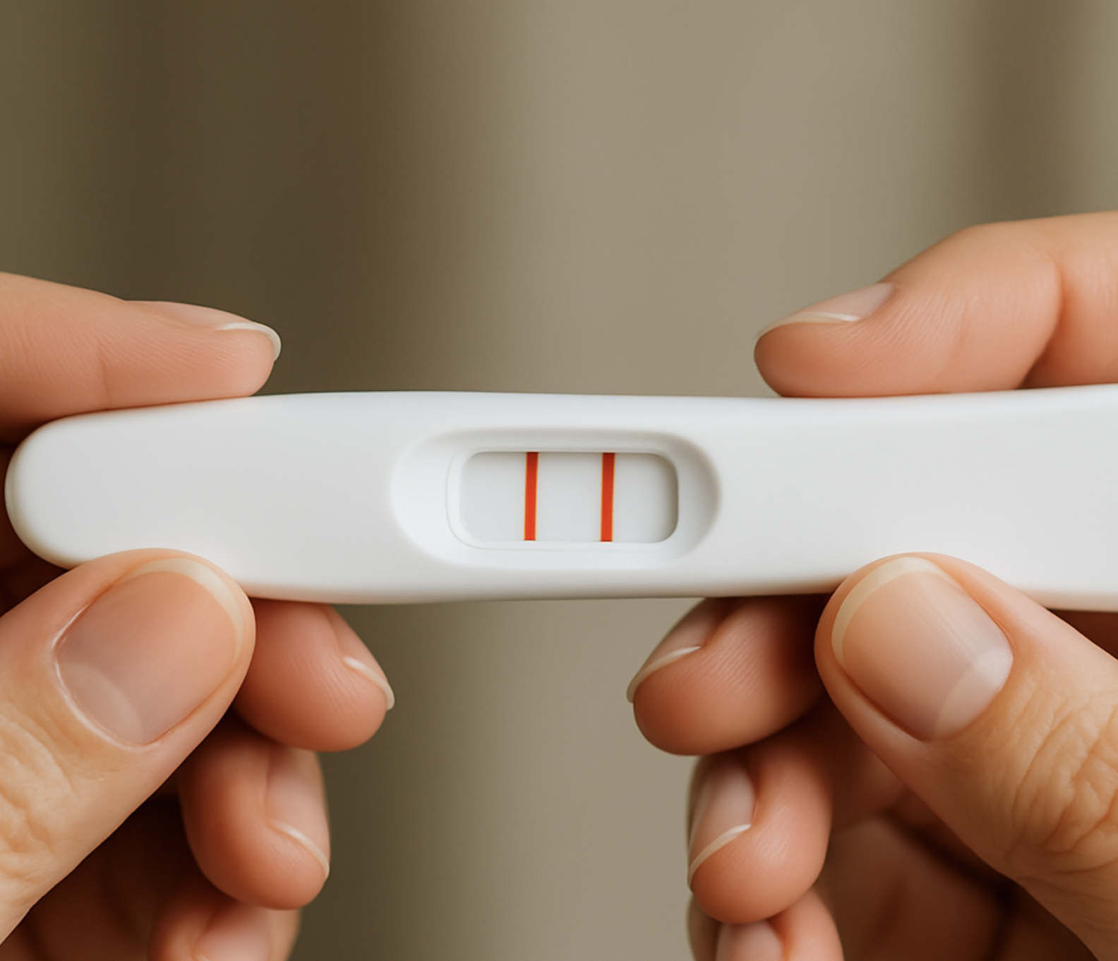 임신 테스트기를 들고 있는 산모