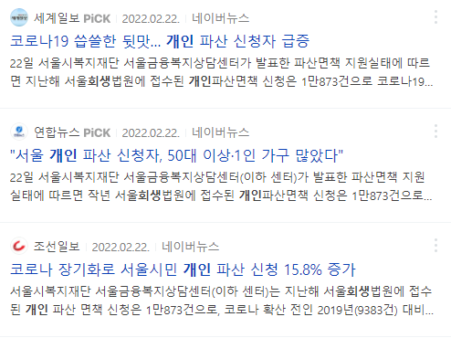 개인회생신청자격 : 개인 파산 신청자 급증 뉴스들