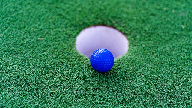 파란색 공과 홀컵