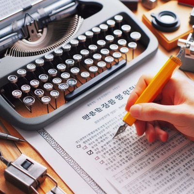 한국의 행정 및 관광 관련 체크리스트를 작성하는 손