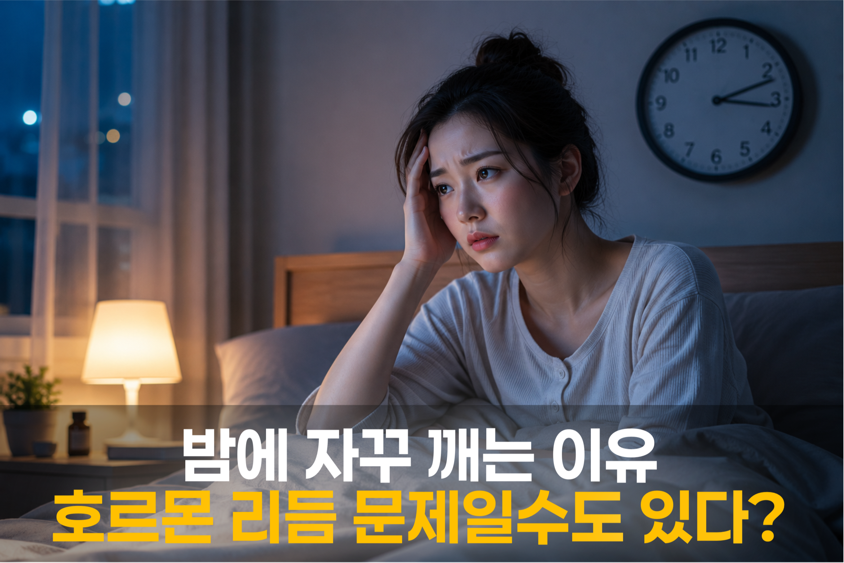 새벽에 깨어난 여성을 표현한 그림