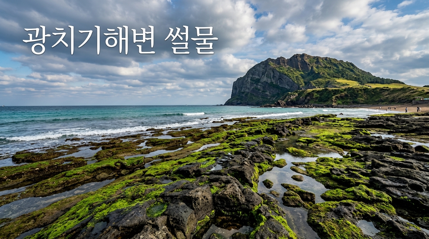 광치기해변 썰물 썰물 때의 광치기해변 풍경이에요