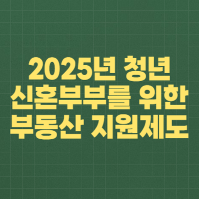 2025년 청년, 신혼부부를 위한 부동산 지원제도 완벽정리