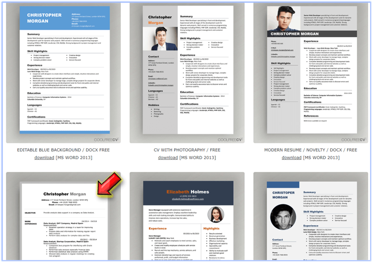 원하는-영문-이력서-양식-선택