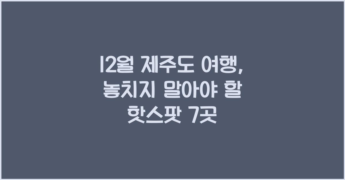 12월 제주도 여행