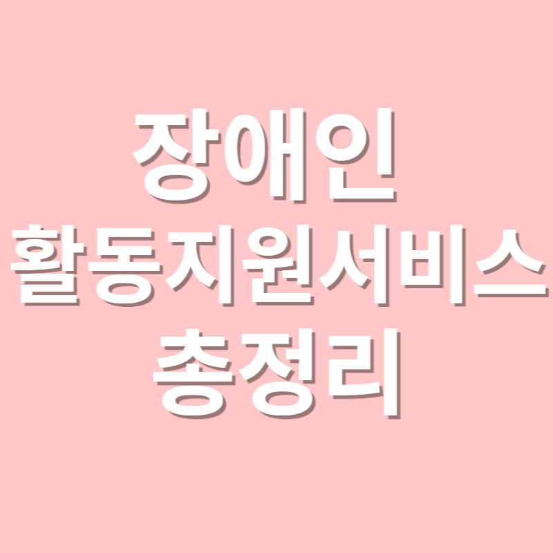 장애인활동지원서비스 총정리