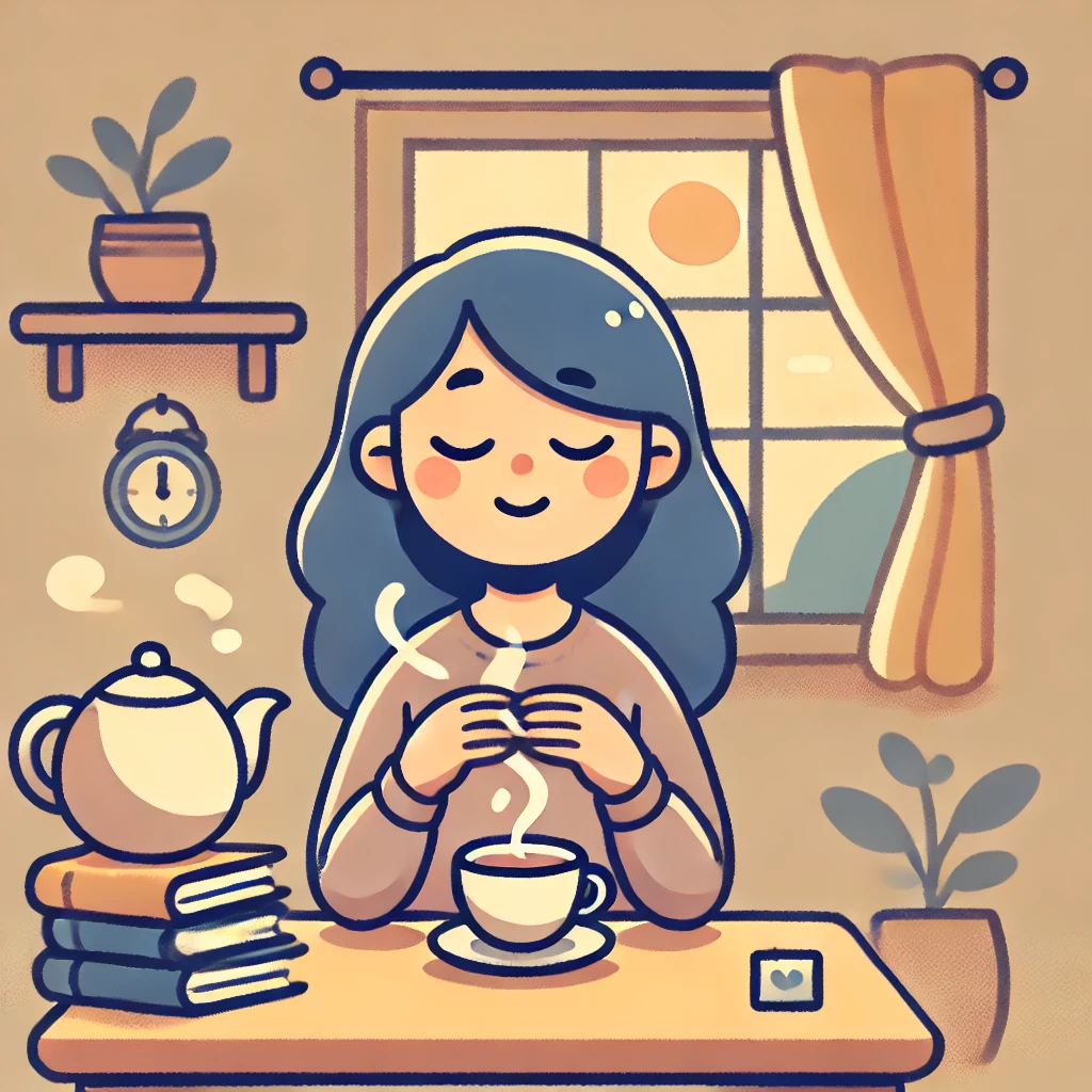 차 마시는 모습