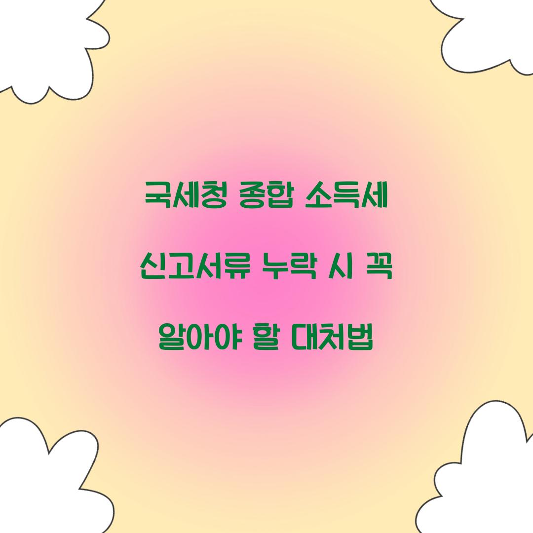 국세청 종합 소득세 신고서류 누락 시 대처법