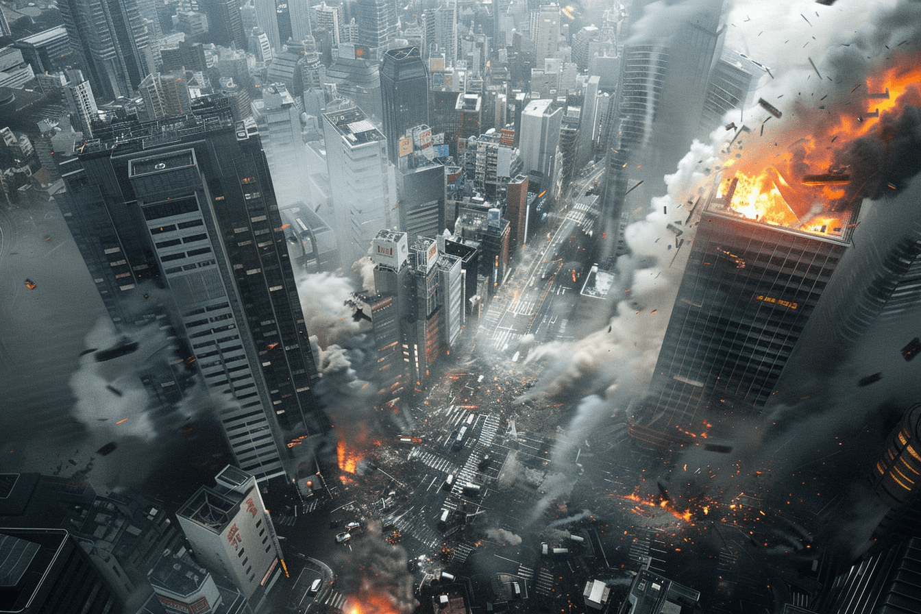 자연재해로-인해-불타고-있는-도심-이미지