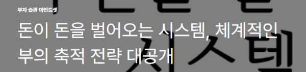 돈이 돈을 벌어오는 시스템, 체계적인 부의 축적 전략 대공개