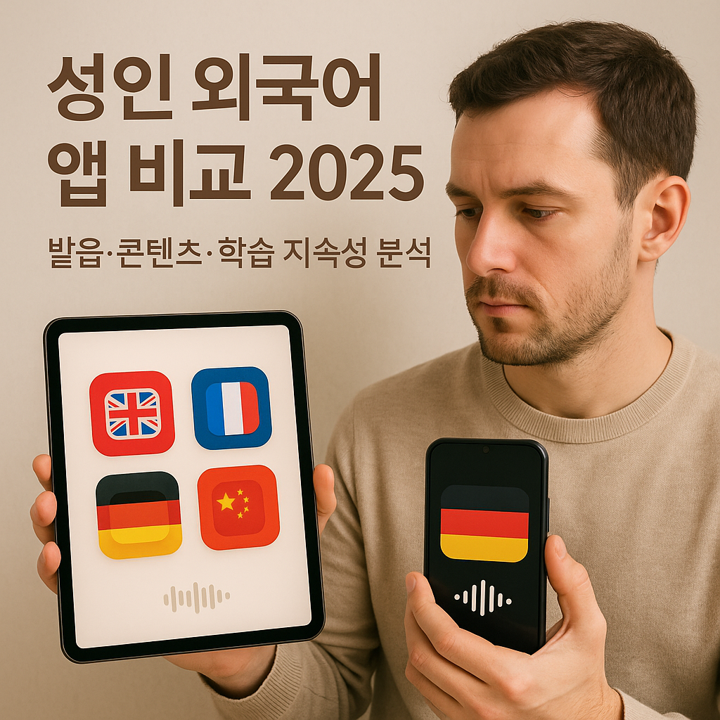성인 외국어 앱 비교 2025 ｜ 발음&middot;콘텐츠&middot;학습 지속성 분석