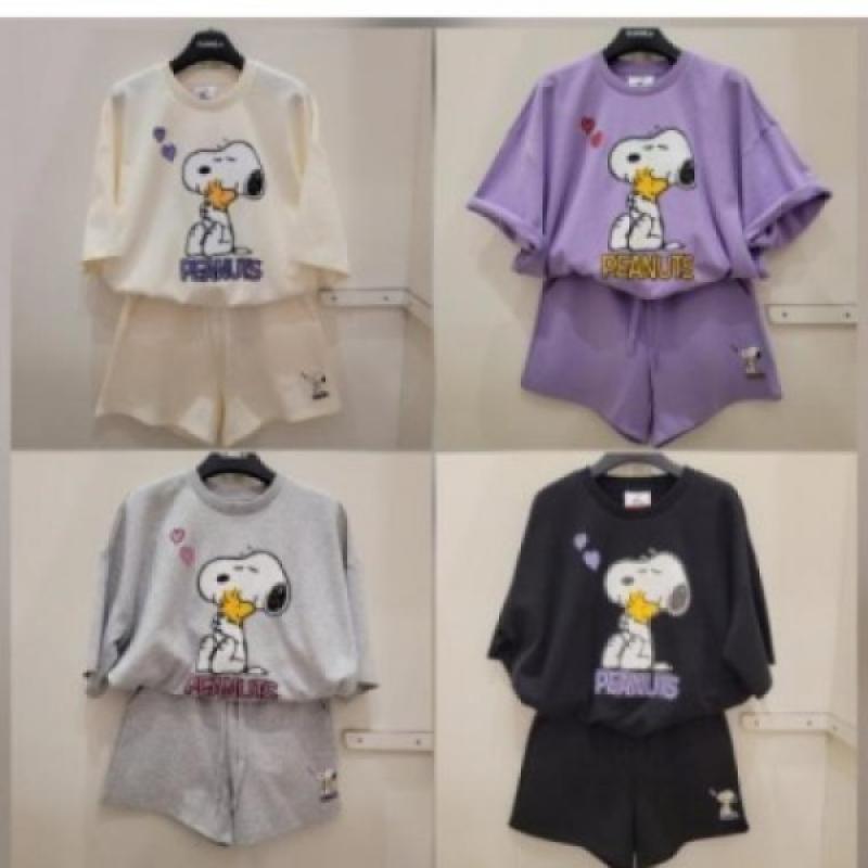 클라이드앤 클라이드엔 여성 스누피 반소매반바지 셋업 세트 FMBTSPT769