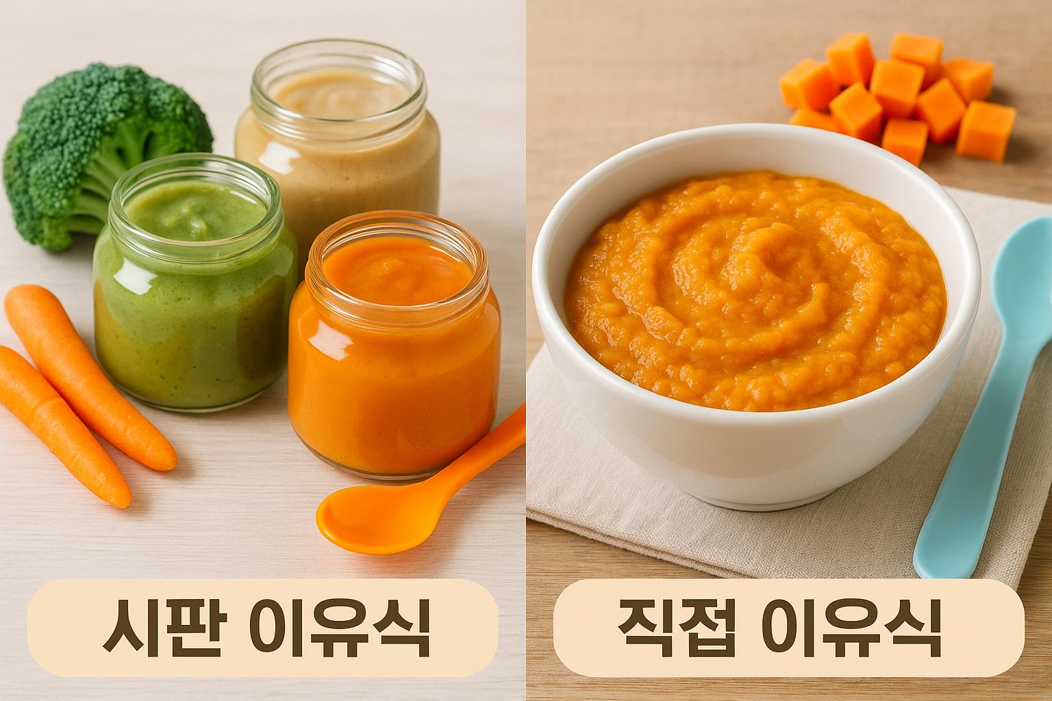 시판 이유식 vs 직점 이유식 비교 관련 사진