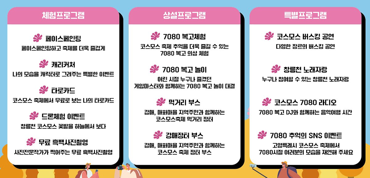 서울 근교 가을꽃 만발한, 경기도 고양시 강매석교공원 창릉천 코스모스축제