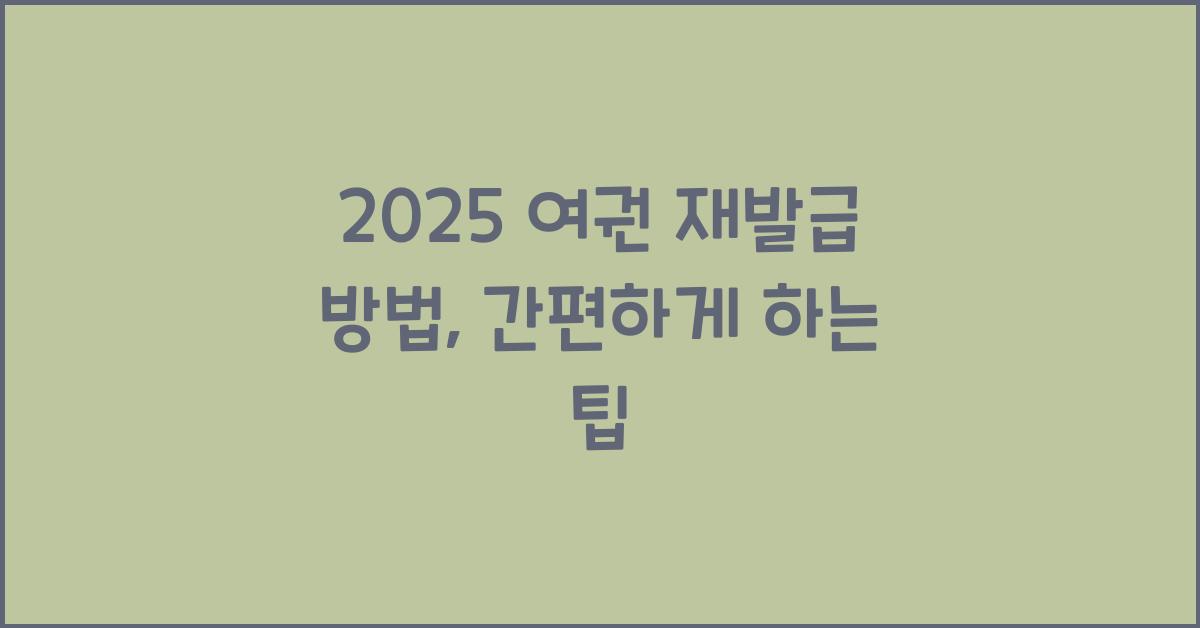 2025 여권 재발급 방법