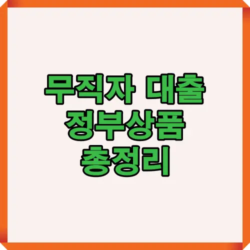 2025년 무직자 대출 정부상품 요약 이미지