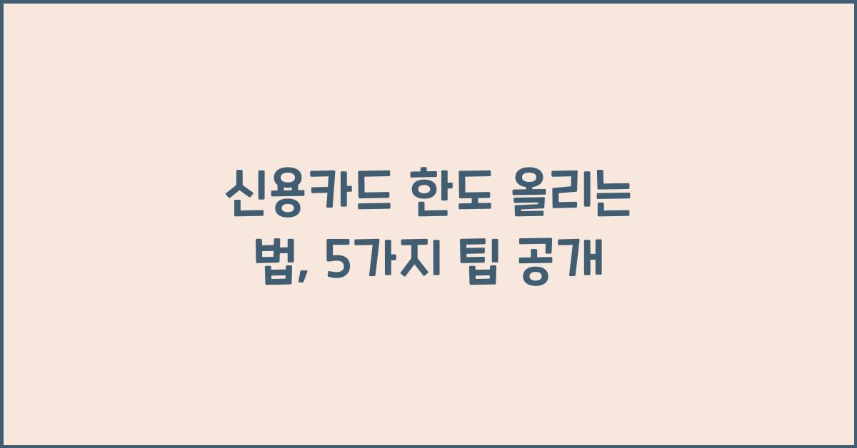 신용카드 한도 올리는 법