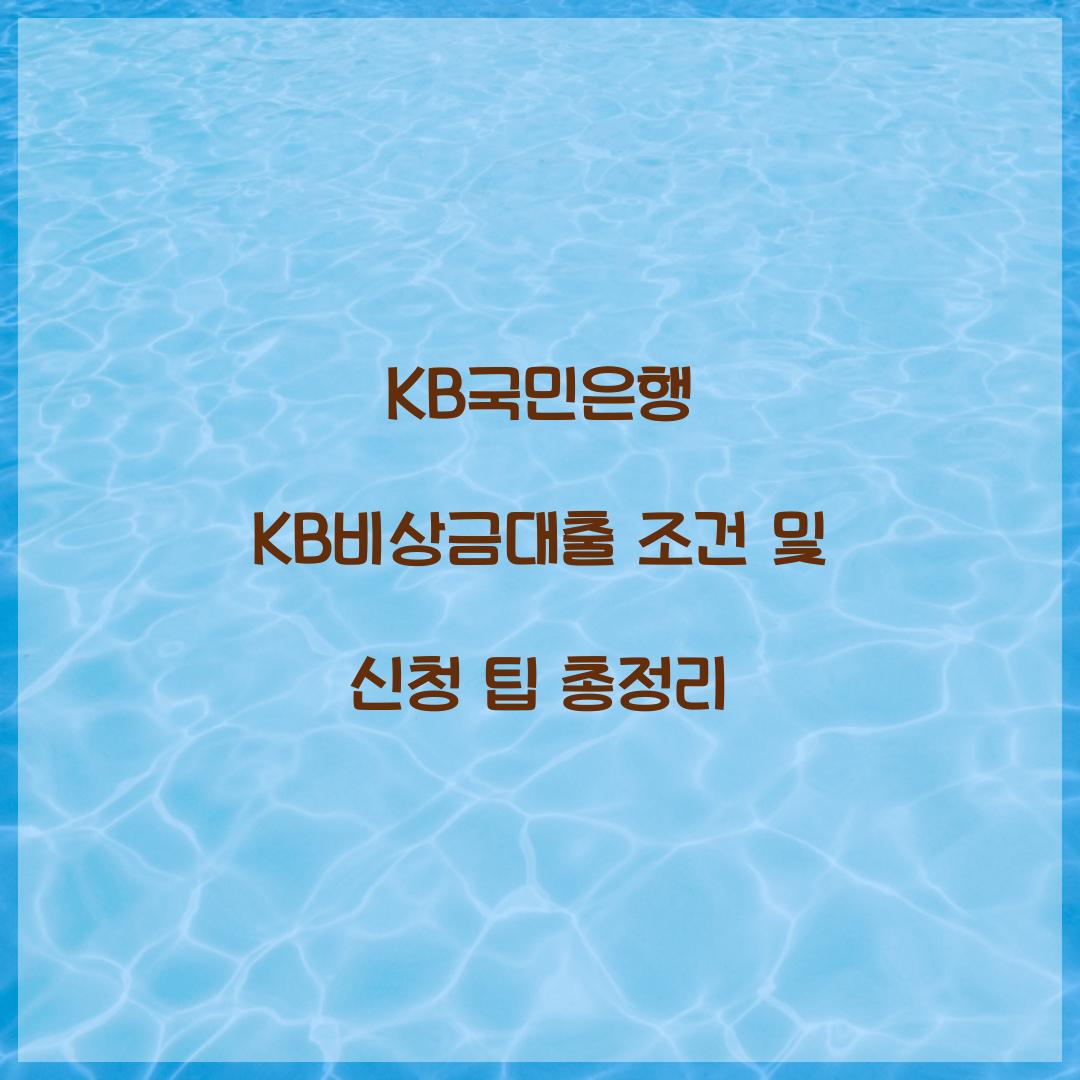 KB국민은행 KB비상금대출 조건