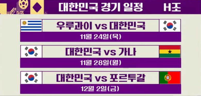 카타르월드컵 경기일정