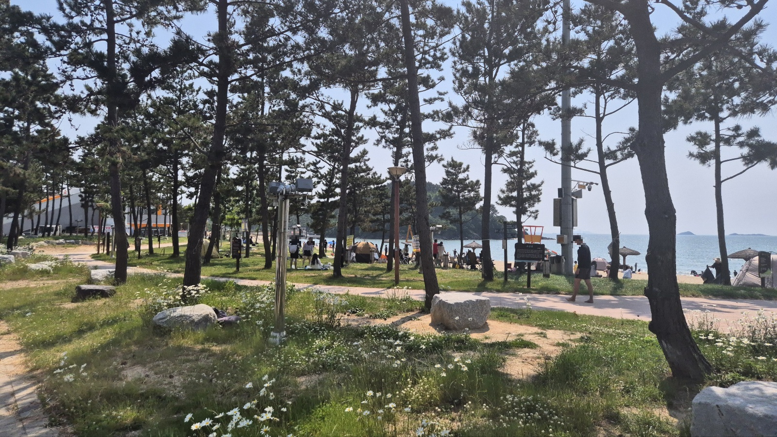 변산해수욕장과 연결된 숲속길 사람들로 붐비고 있다.