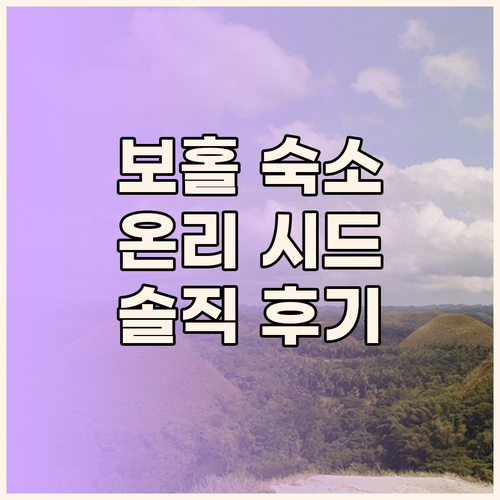 보홀 여행 숙소 추천 온리 시드 리조