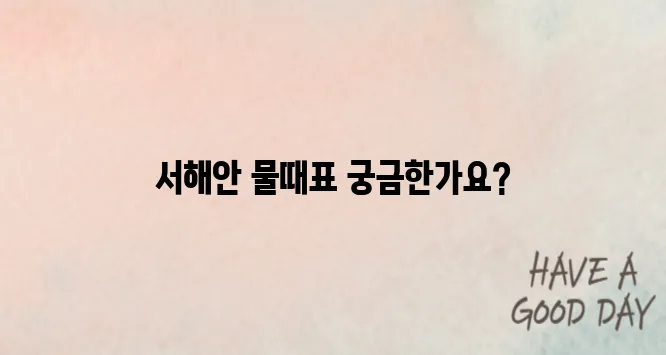 2025 서해안 물때표 시간표 총정리｜갯벌 체험·낚시 필수 체크!