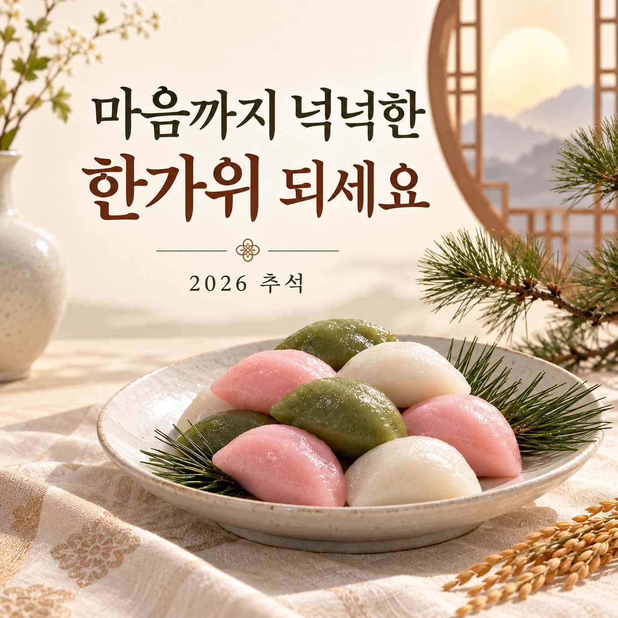 2026 추석 송편 연하장 &mdash; 마음까지 넉넉한 한가위 되세요