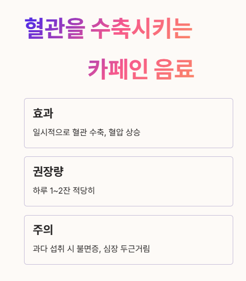 저혈압에 좋은 음식 : 혈관을 수축시키는 카페인 음료