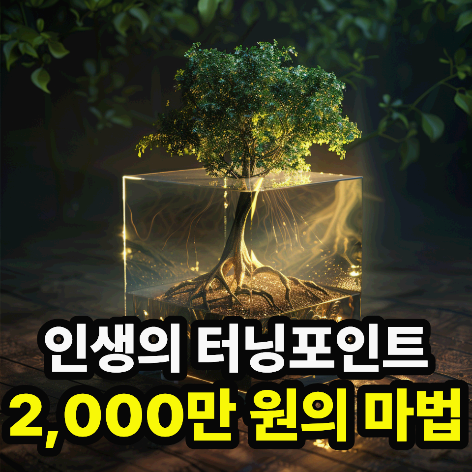 2000만원 모으기 목표 달성, 복리 효과와 재정 자유를 상징하는 이미지