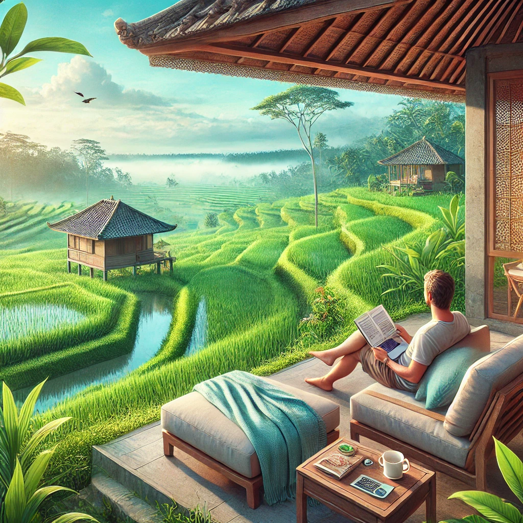 우붓에서 라이스뷰를 바라보는 한달살기 이미지