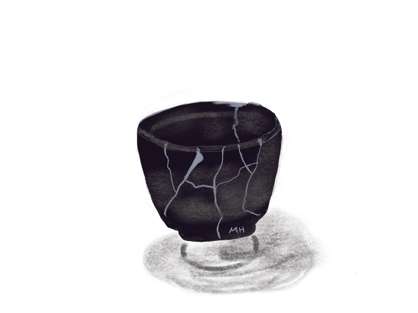 깨진 도자기를 이어 붙인 그림