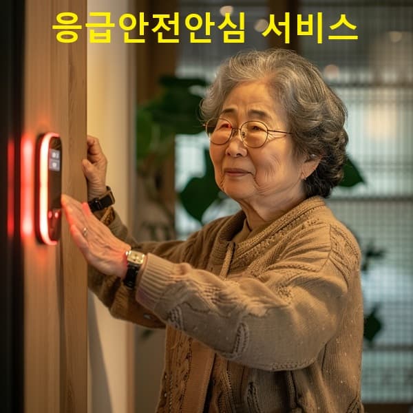 응급 상황 감지를 위한 센서 및 호출 장치를 착용한 고령 여성