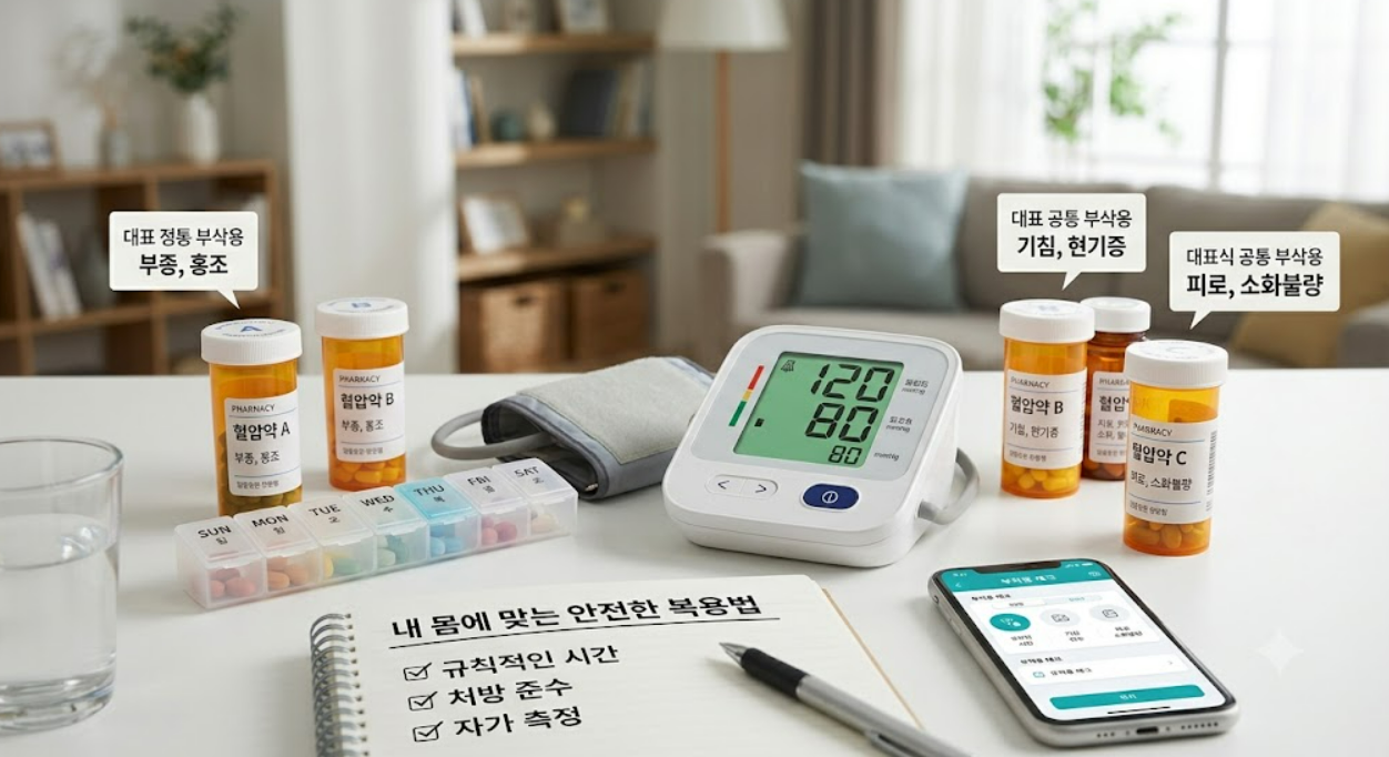 고혈압 약 종류별 부작용 비교, 내 몸에 맞는 안전한 복용법