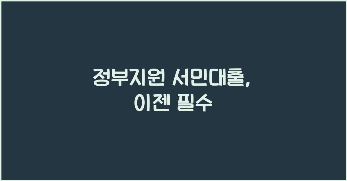 정부지원 서민대출