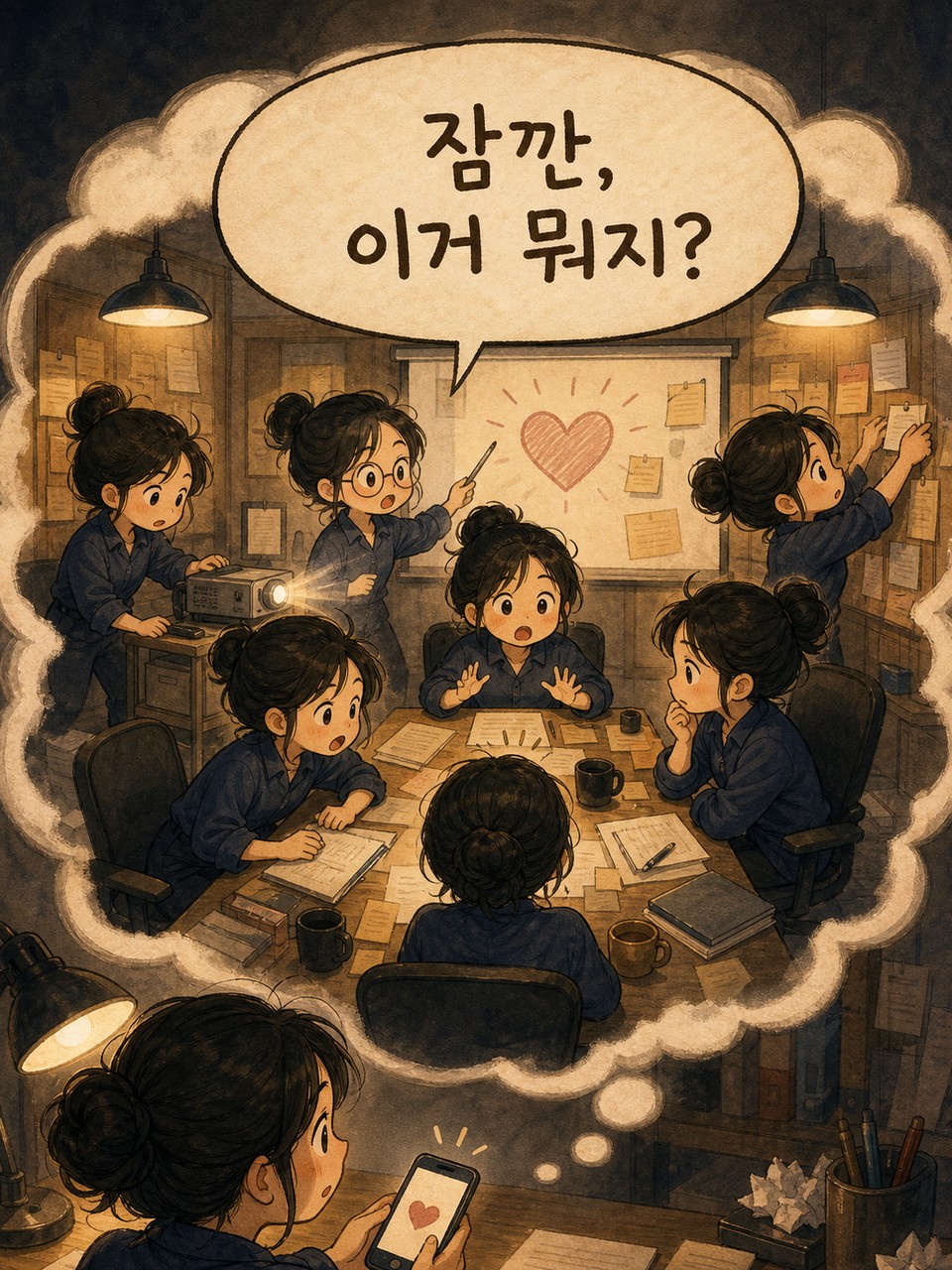 마음속 긴급회의가 열리는 장면