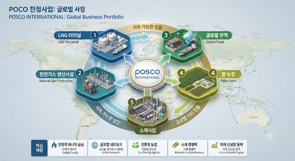 포스코인터내셔널 LNG 가스전 소재 사업과 글로벌 사업구조