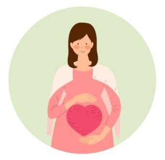 배속에-들어있는-하트모양의-태아를-소중하게-안아보는-산모