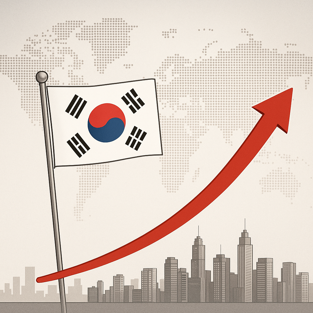 우상향 하는 한국 시장을 나타내는 그림.