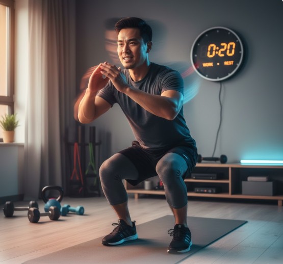 직장인이 간단하게 집에서 운동하는 모습