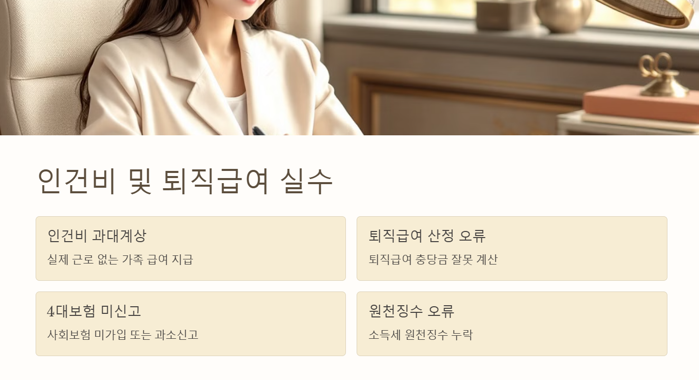 인건비 및 퇴직급여 실수