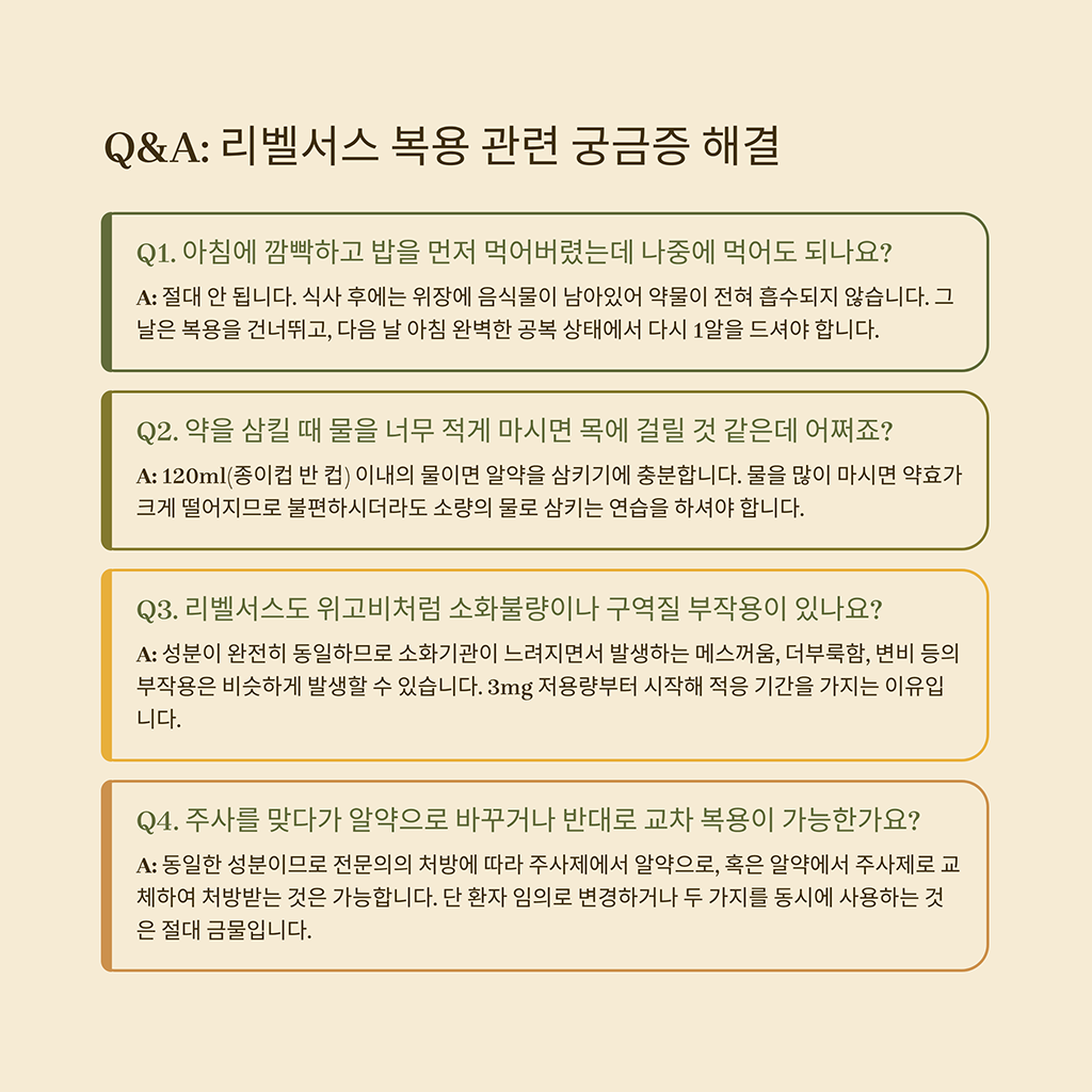 리벨서스 복용 관련 궁금증 해결