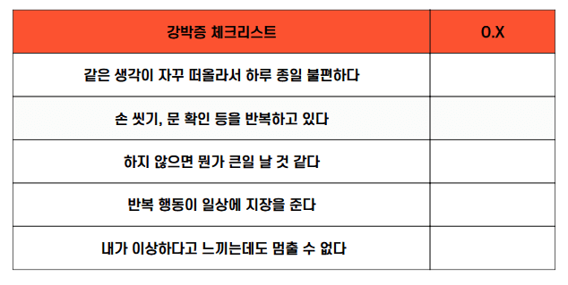 강박증체크리스트표